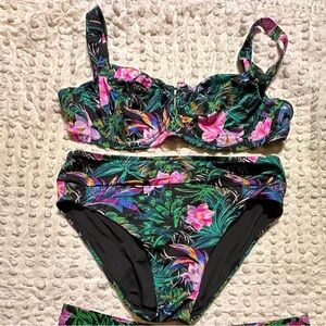 Victoria's Secret Floral Bikini 42D Top and XXL Bottom